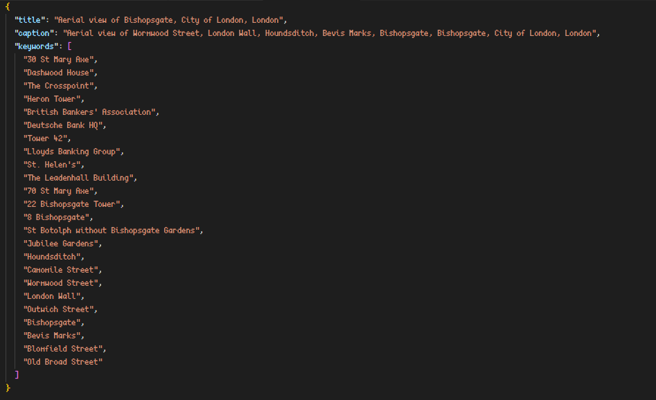 Example metadata file in .json format
