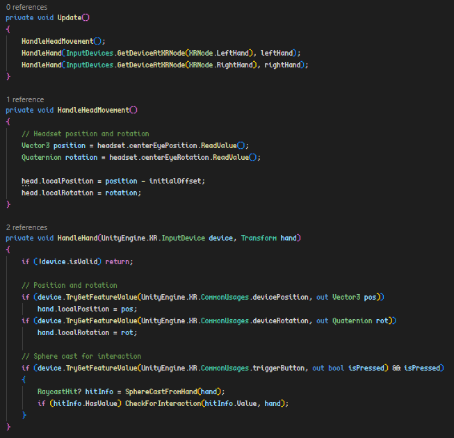 Movement Controller Code Snippet